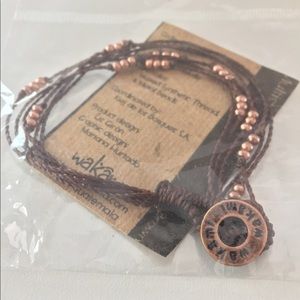 Wakami brown with gold multi strand waxed bracelet